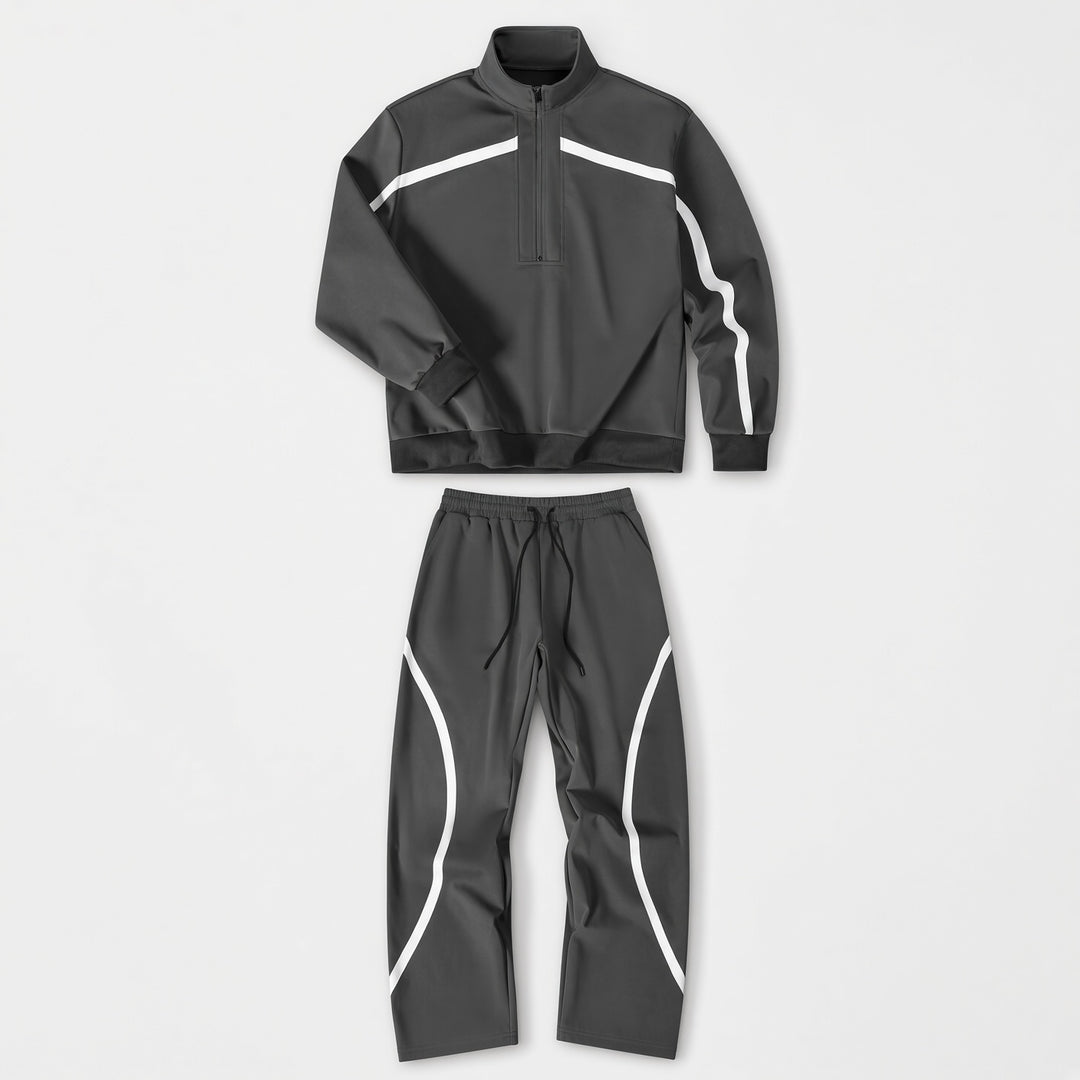 Dorvelino Reflective Line Half-Zip Tracksuit Set