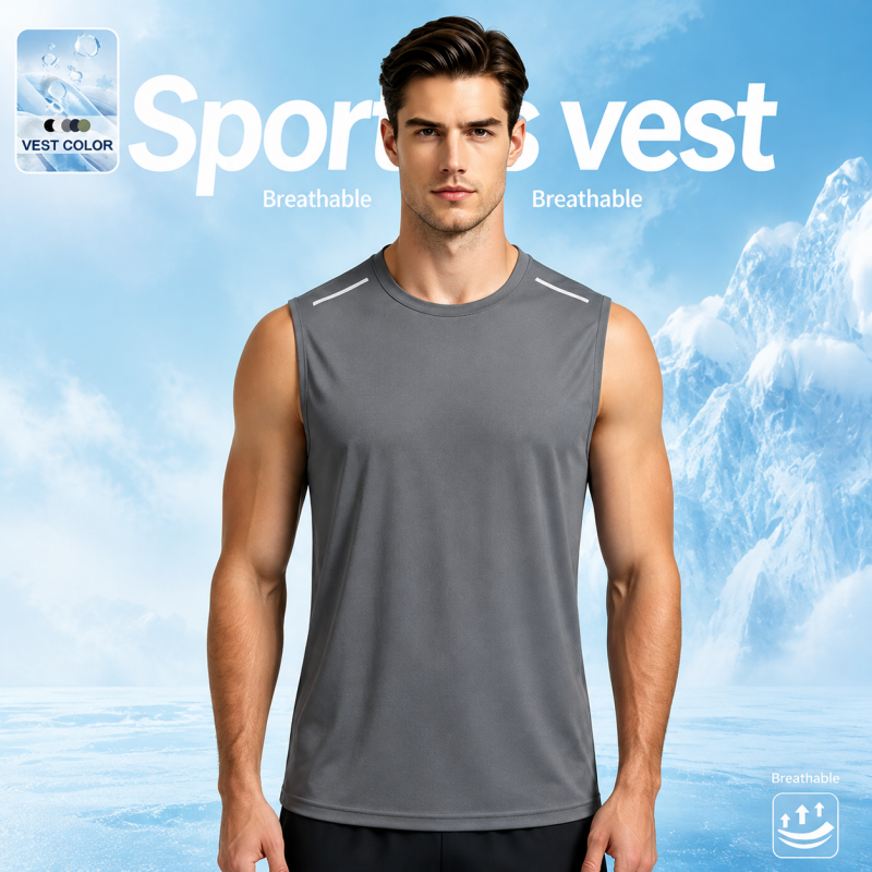 Men's Quick-Dry Sleeveless Sports Vest – Breathable Workout Tank Top for Running & Gym