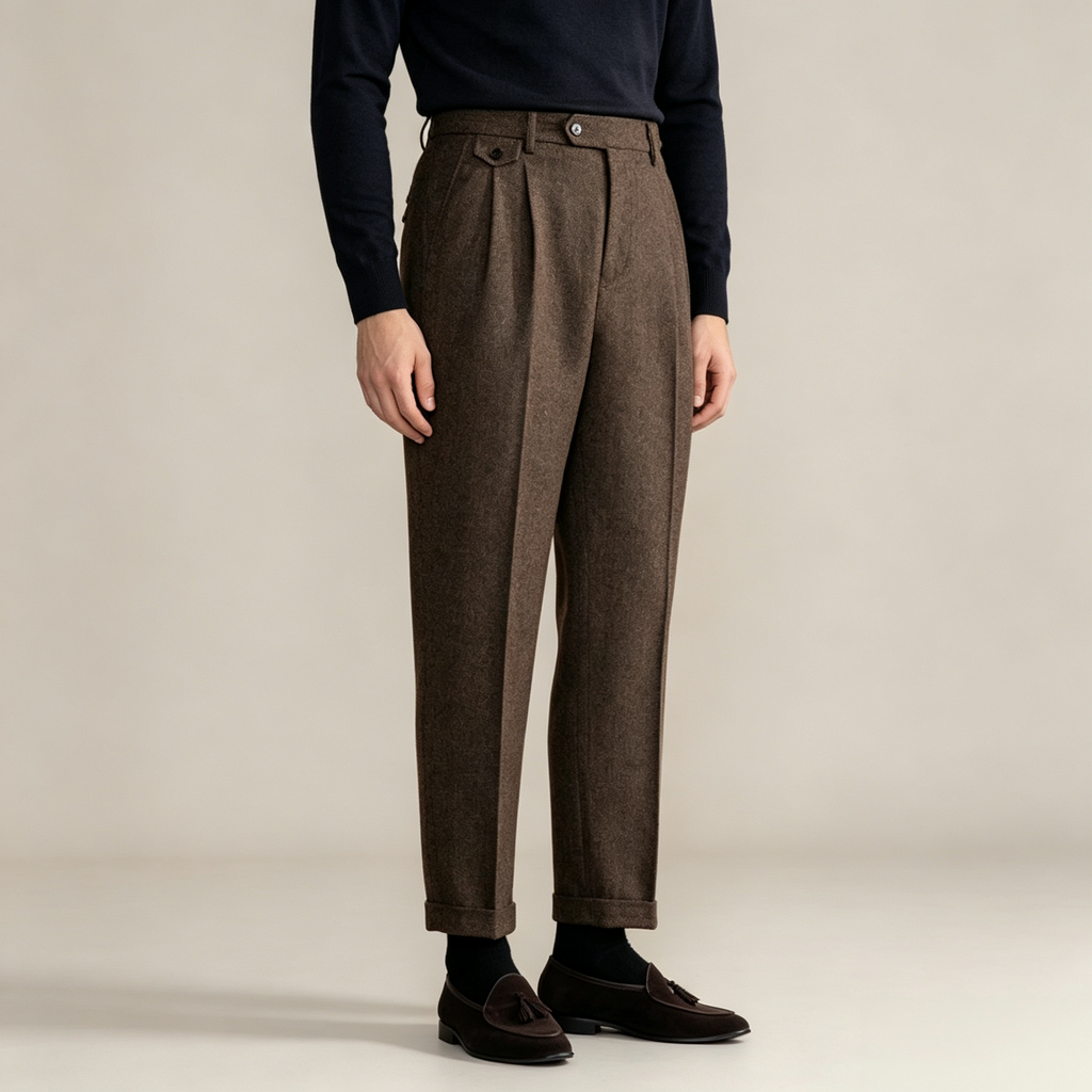 Men's Pleated Wide Leg Trousers
