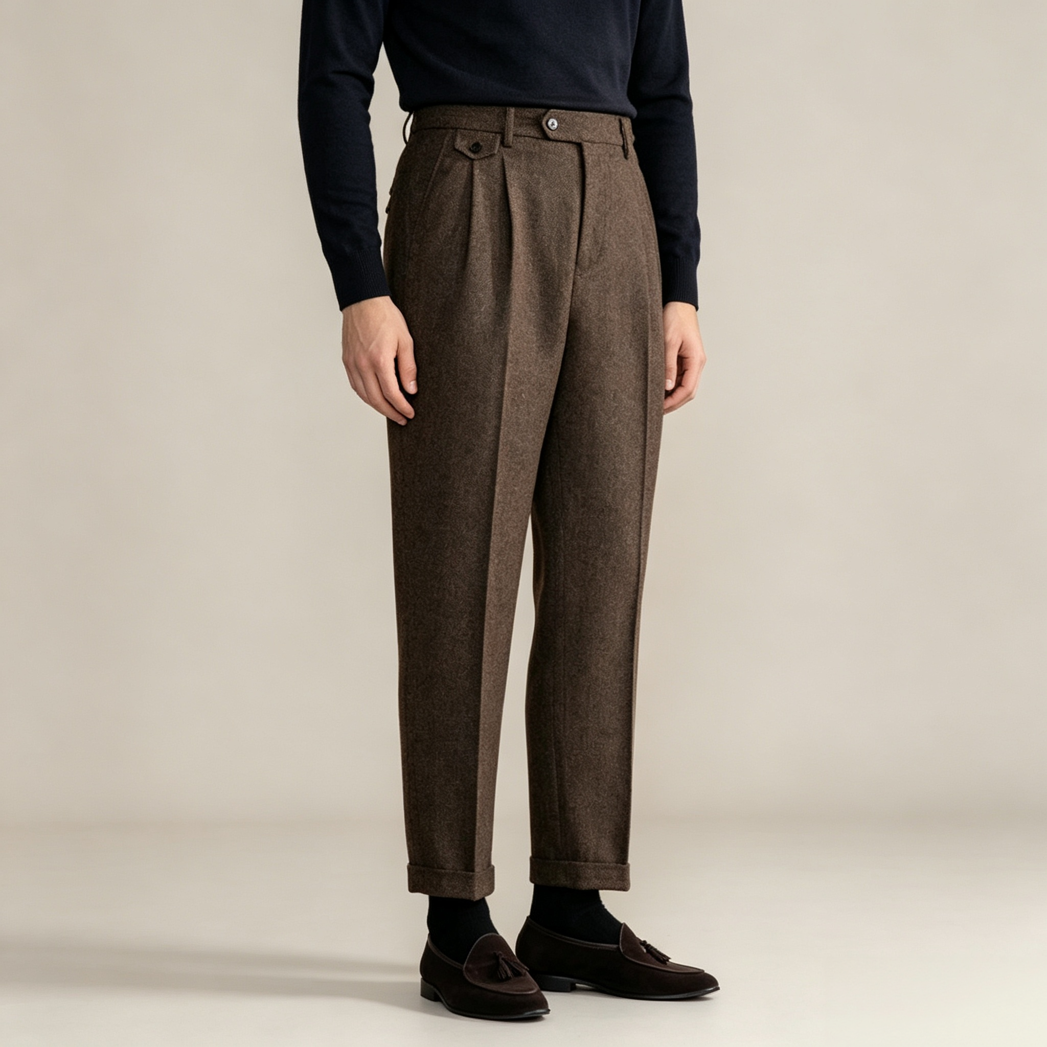 Men's Pleated Wide Leg Trousers