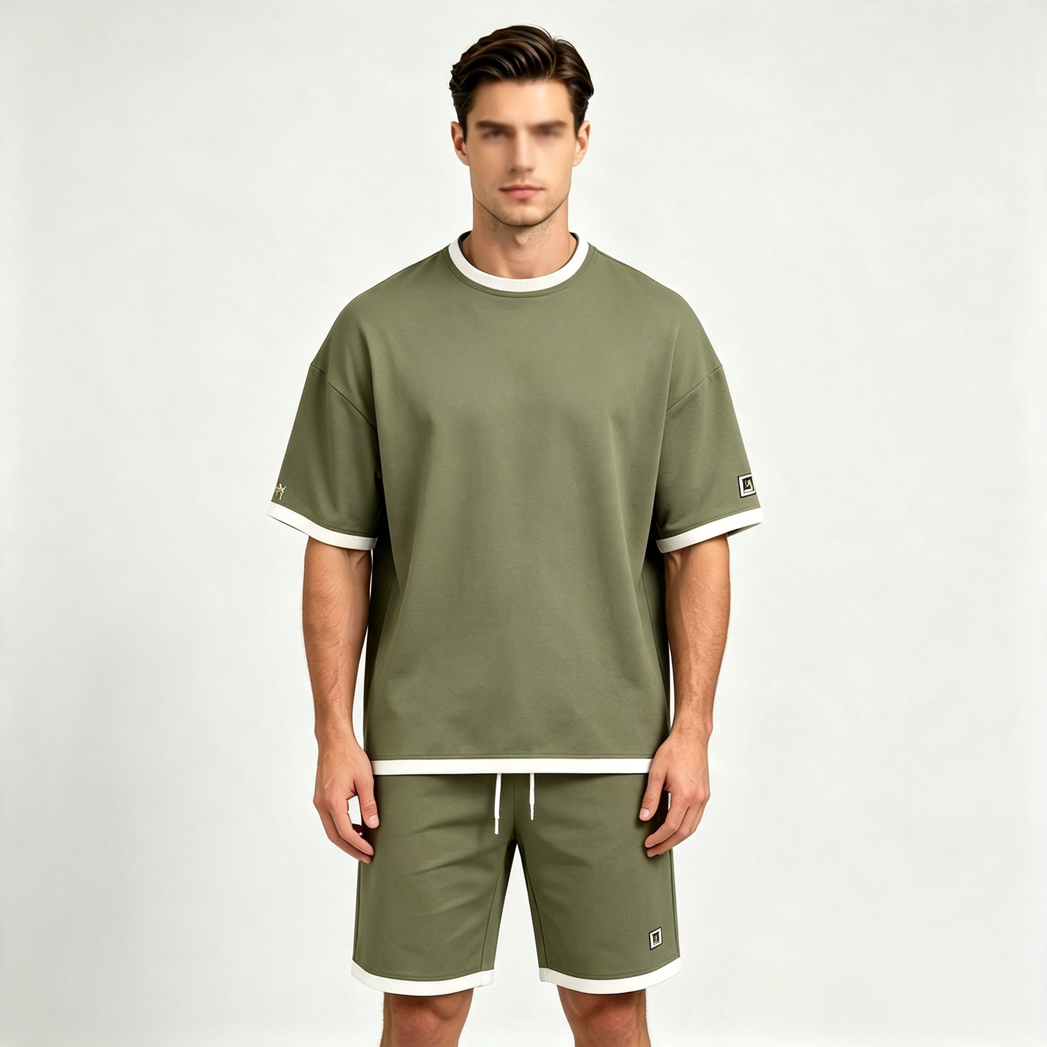 Men's Contrast Trim 2-Piece Short Set – Casual Streetwear Tracksuit