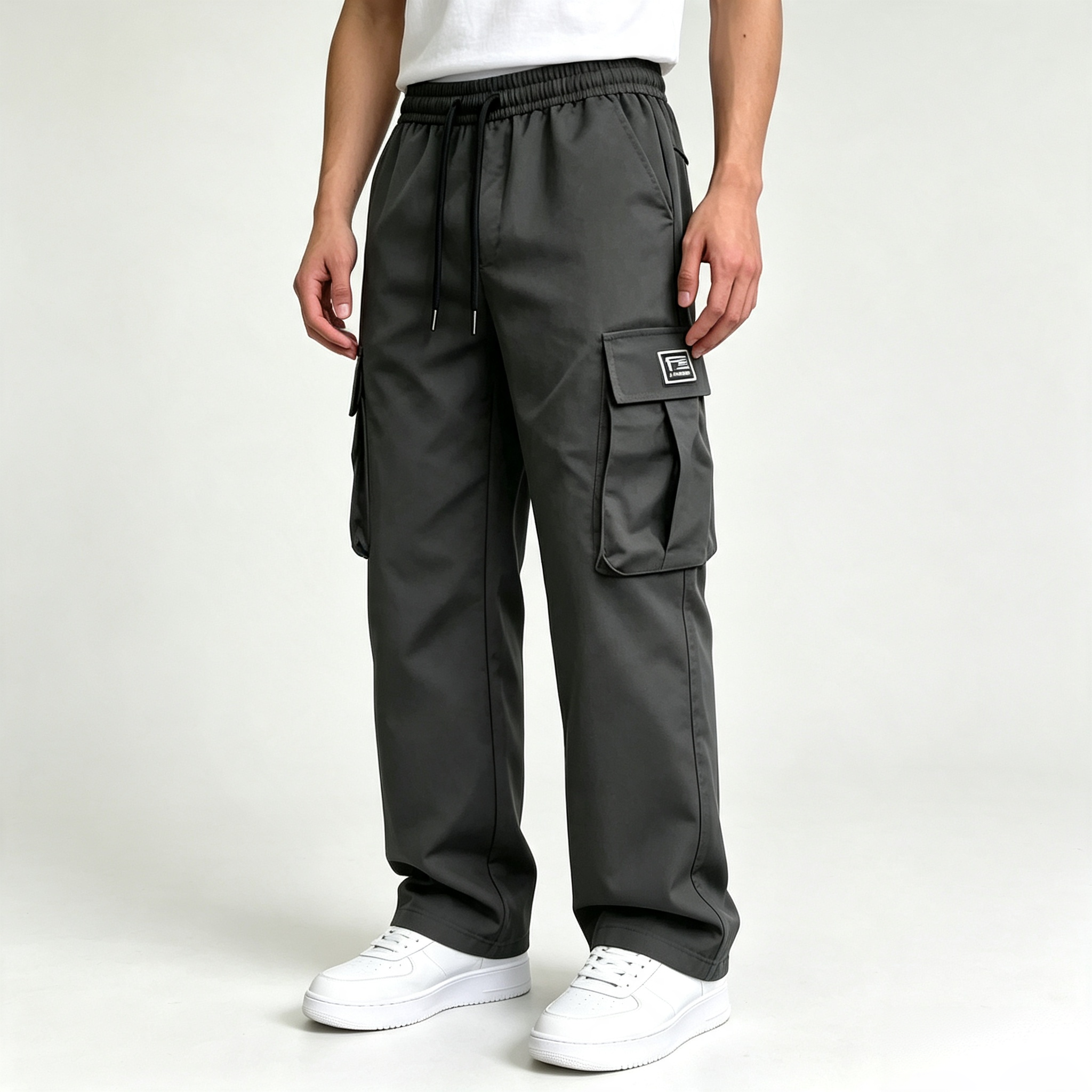 Men's Cargo Pants – Elastic Waist Multi-Pocket Streetwear Trousers
