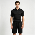 Men's 2-Piece Textured Diamond Quilted Polo Shirt & Shorts Set