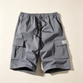 Men's Elastic Waist Cargo Shorts – Casual Multi-Pocket Drawstring Work Shorts