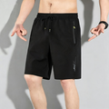 Men's Quick Dry Sports Shorts Elastic Drawstring Waist Athletic Shorts With Zipper Pockets