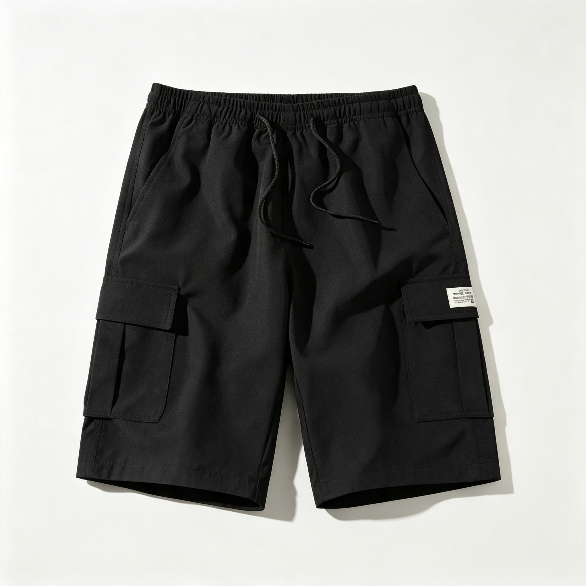 Men's Elastic Waist Cargo Shorts – Casual Multi-Pocket Drawstring Work Shorts