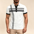Men's Geometric Striped Print Short Sleeve Polo Shirt