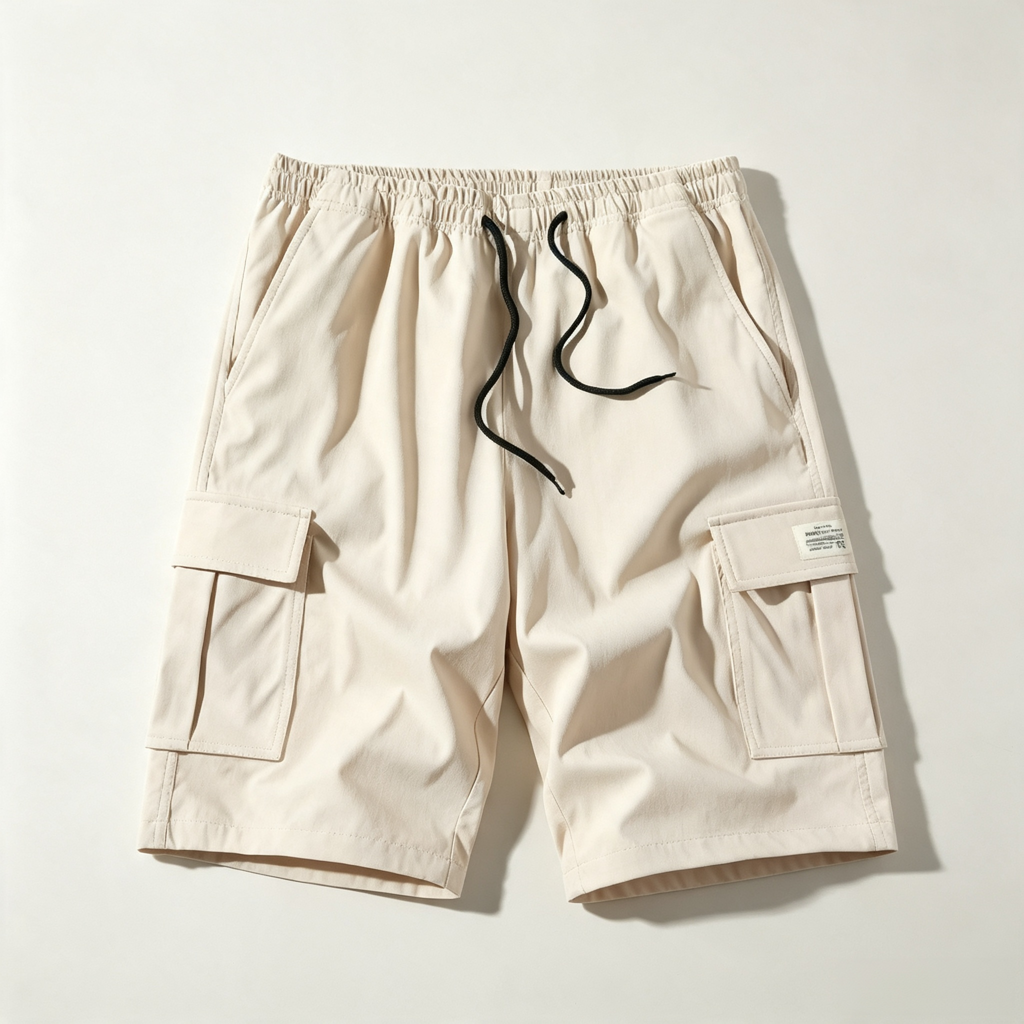 Men's Elastic Waist Cargo Shorts – Casual Multi-Pocket Drawstring Work Shorts