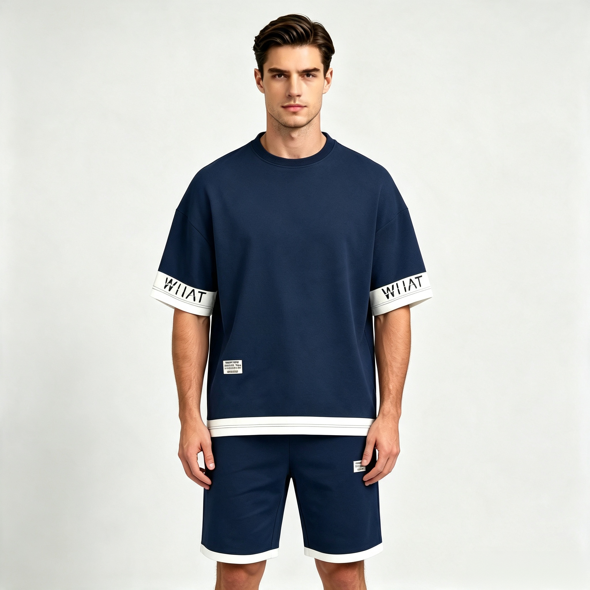 Men's Contrast Trim 2-Piece Short Set – Casual Streetwear Tracksuit