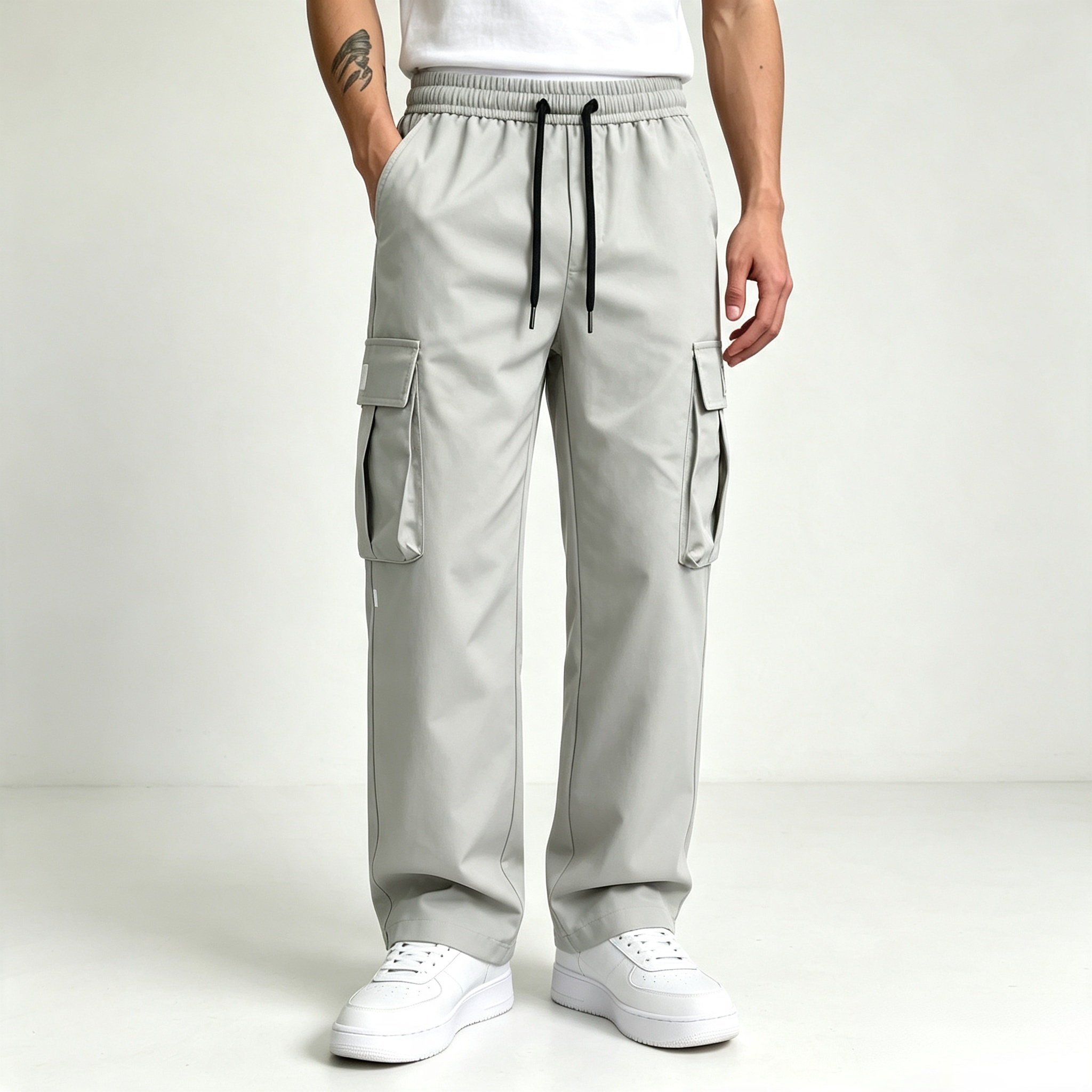 Men's Cargo Pants – Elastic Waist Multi-Pocket Streetwear Trousers