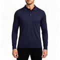 Men's Long Sleeve Performance Polo Shirt, Classic Collar 3-Button Placket Casual Golf Polo Top