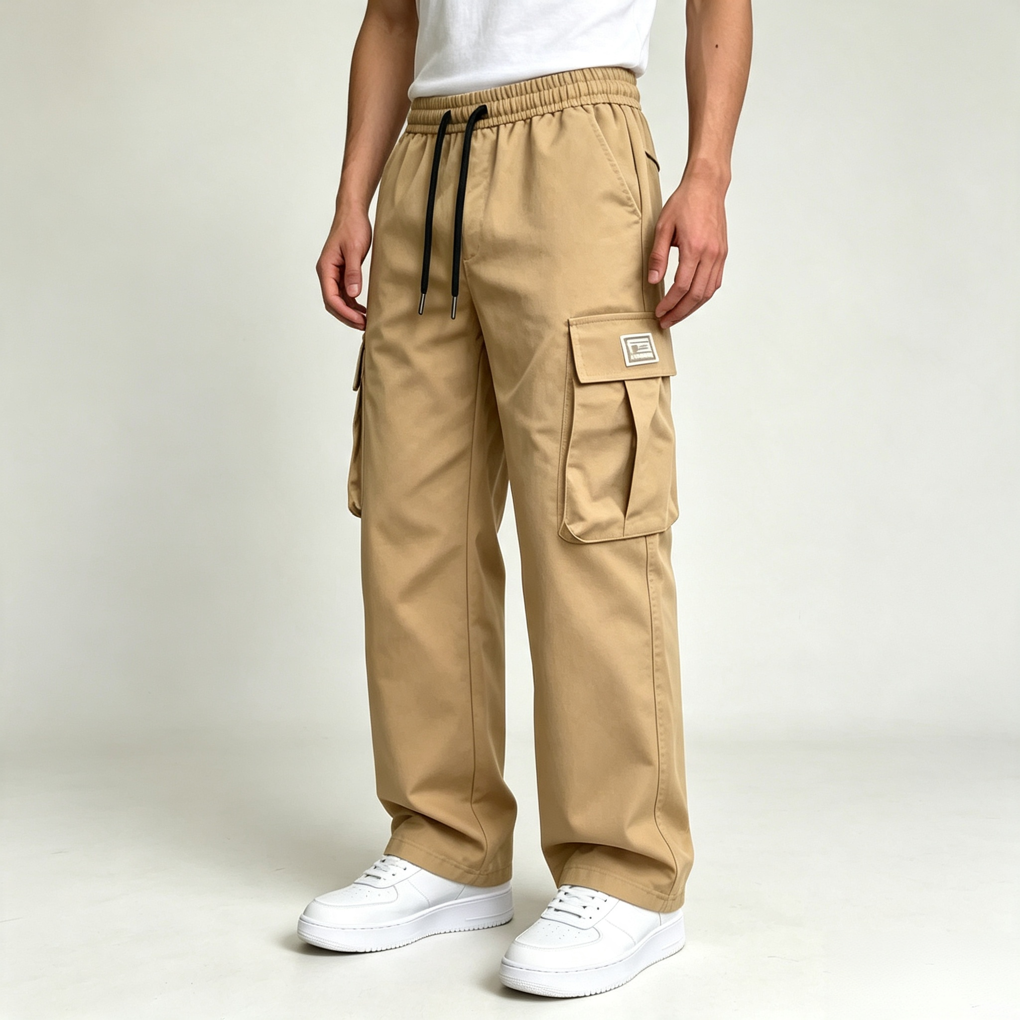 Men's Cargo Pants – Elastic Waist Multi-Pocket Streetwear Trousers