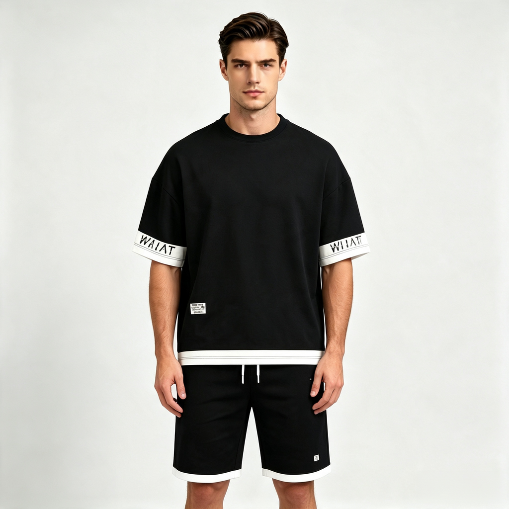 Men's Contrast Trim 2-Piece Short Set – Casual Streetwear Tracksuit