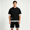 Men's Contrast Trim 2-Piece Short Set – Casual Streetwear Tracksuit