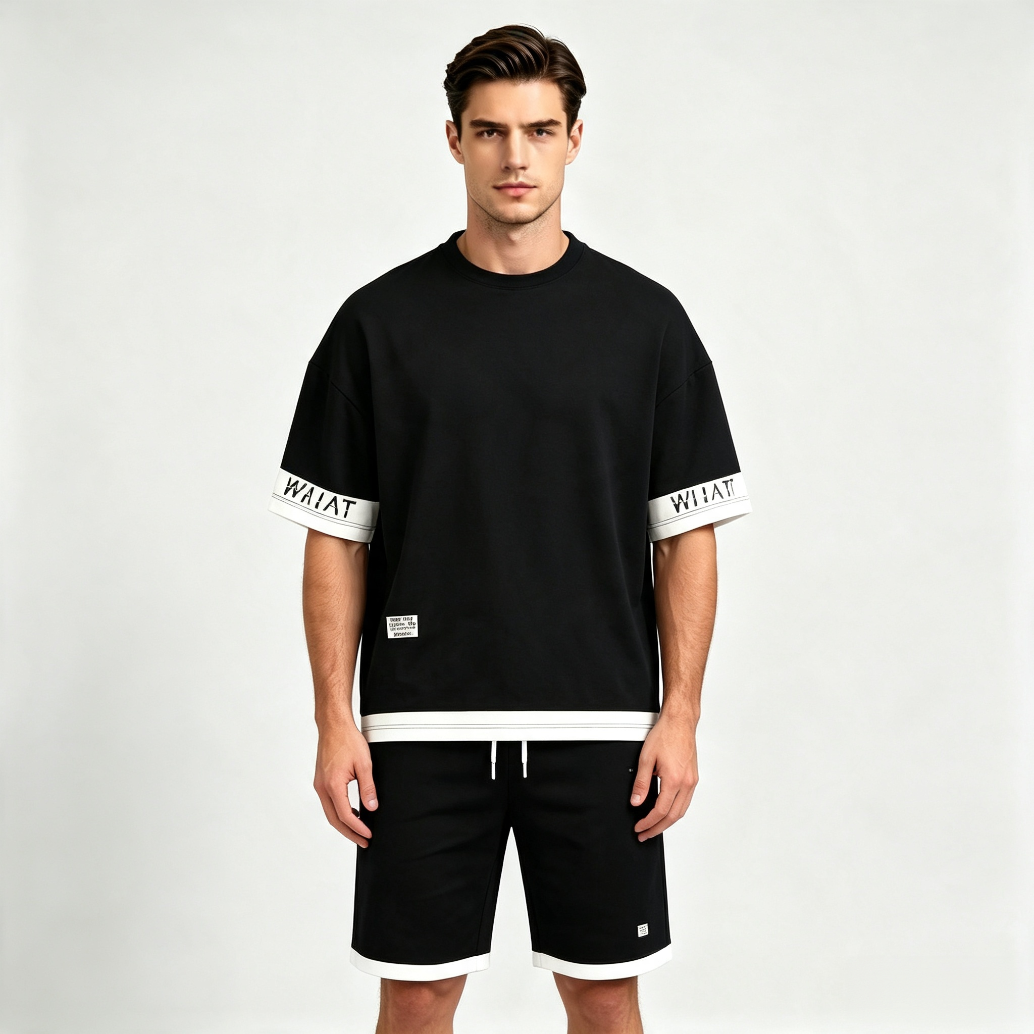 Men's Contrast Trim 2-Piece Short Set – Casual Streetwear Tracksuit