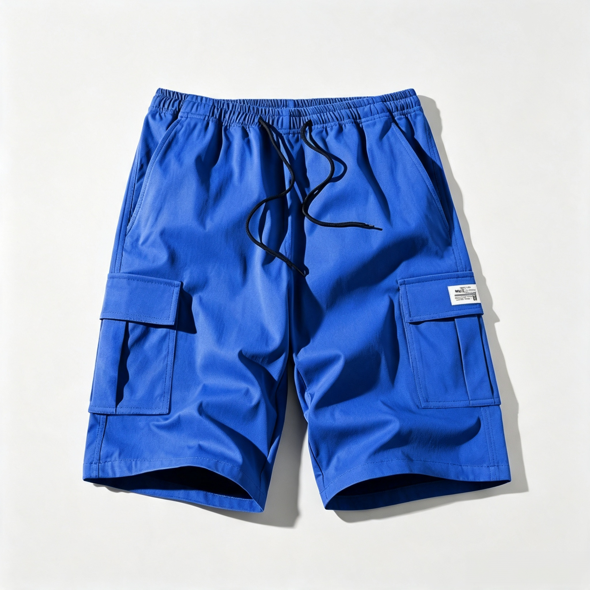 Men's Elastic Waist Cargo Shorts – Casual Multi-Pocket Drawstring Work Shorts