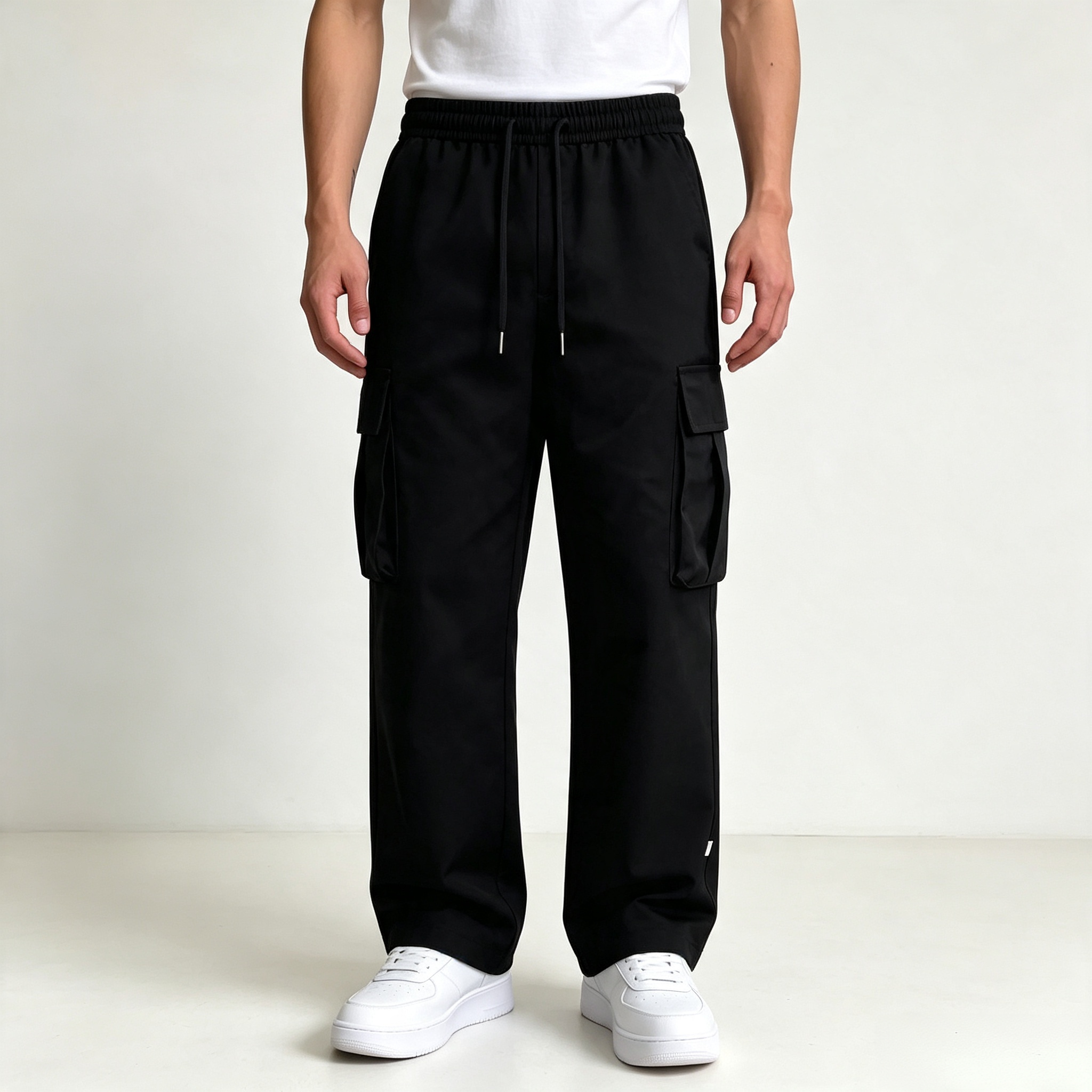 Men's Cargo Pants – Elastic Waist Multi-Pocket Streetwear Trousers