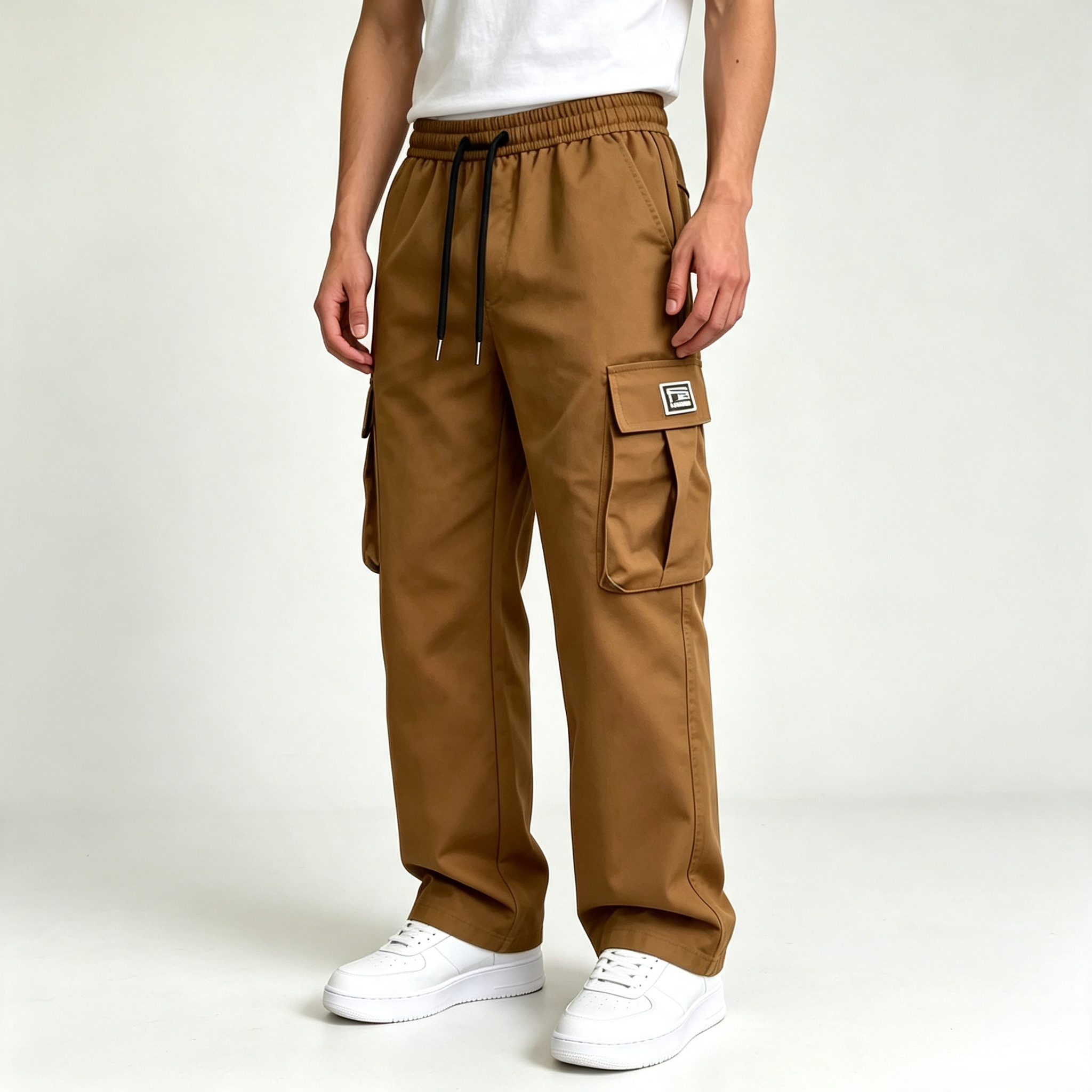 Men's Cargo Pants – Elastic Waist Multi-Pocket Streetwear Trousers