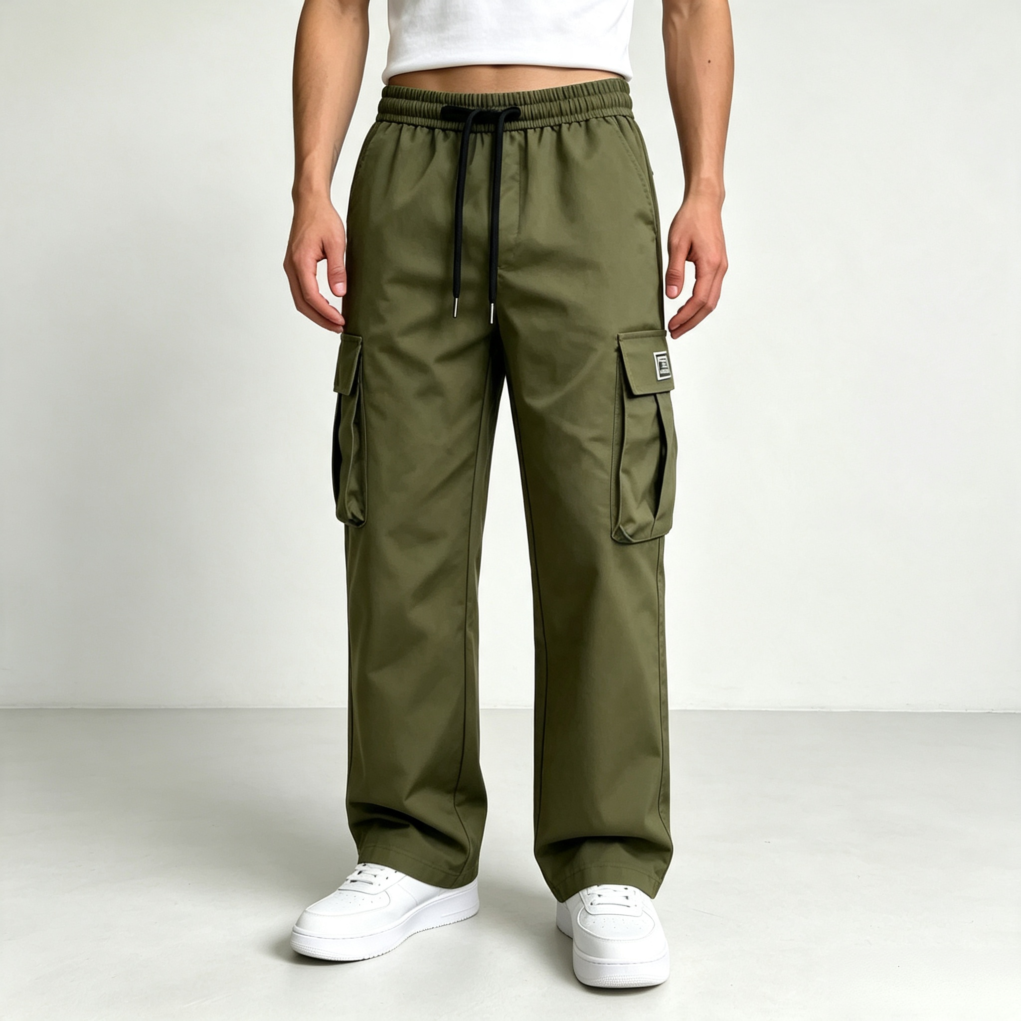 Men's Cargo Pants – Elastic Waist Multi-Pocket Streetwear Trousers