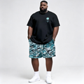 Men's Textured Floral 2-Piece Short Set – Casual Vacation Shirt & Shorts Outfit
