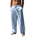 Men's Lightweight Linen Blend Drawstring Loose Pants – Casual Beach Trousers