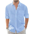 Men's Linen Blend Long Sleeve Button Down Shirt