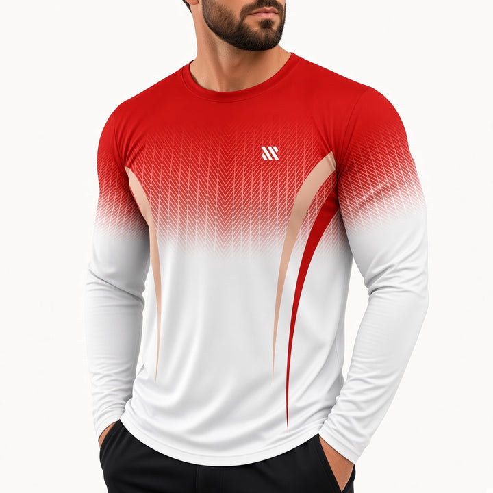 Men Gradient Long‑Sleeve Athletic Performance T‑Shirt