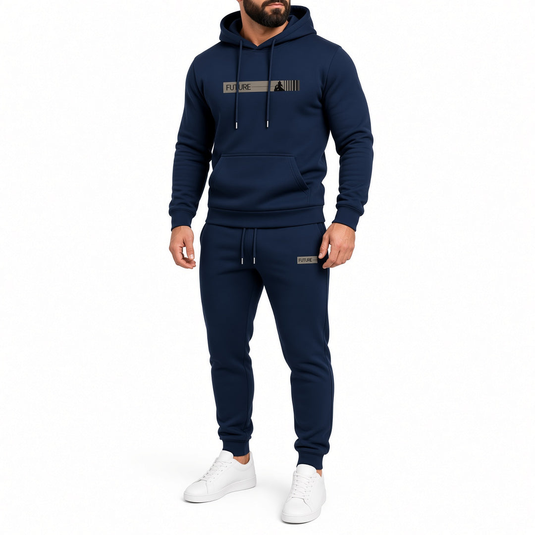 Men Letter Print Hoodie &amp; Jogger Pants 2‑Piece Tracksuit