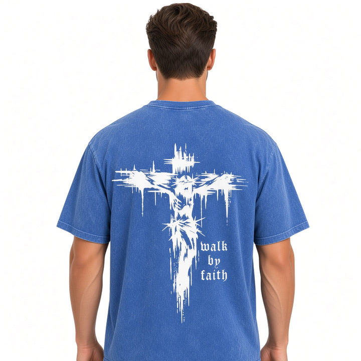 Walk By Faith Vintage Washed Graphic T‑Shirt
