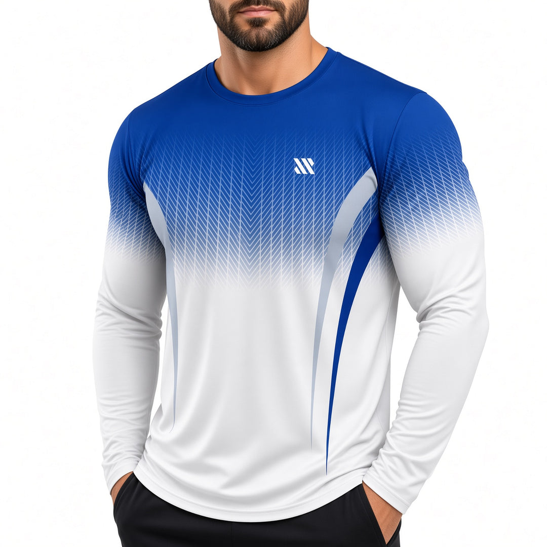 Men Gradient Long‑Sleeve Athletic Performance T‑Shirt