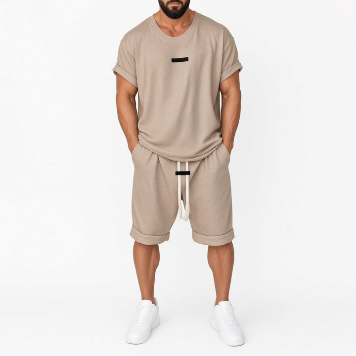 Men Casual Short Sleeve T‑Shirt &amp; Shorts 2‑Piece Outfit Set
