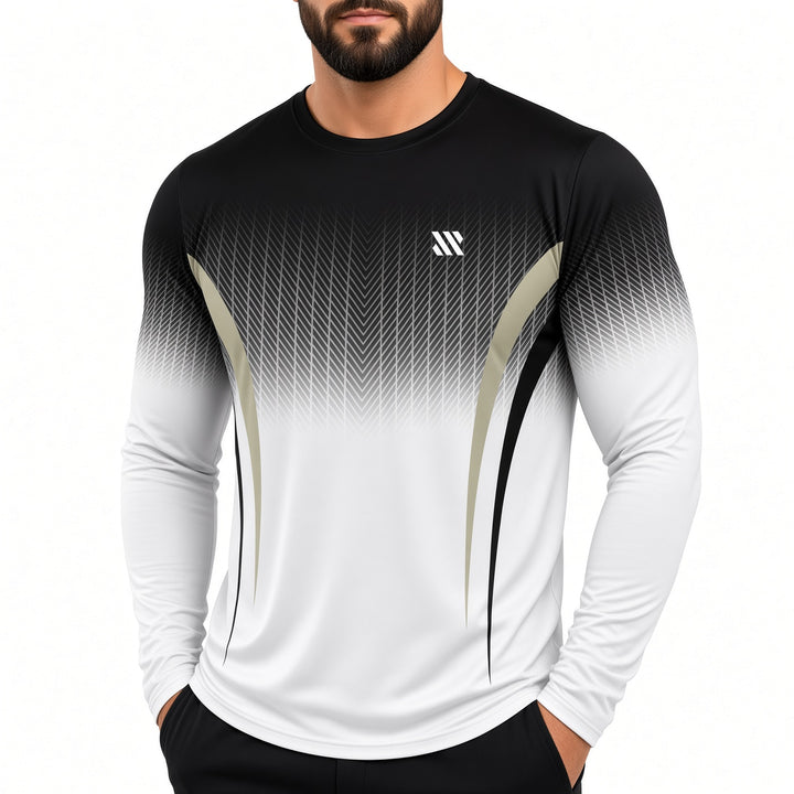 Men Gradient Long‑Sleeve Athletic Performance T‑Shirt