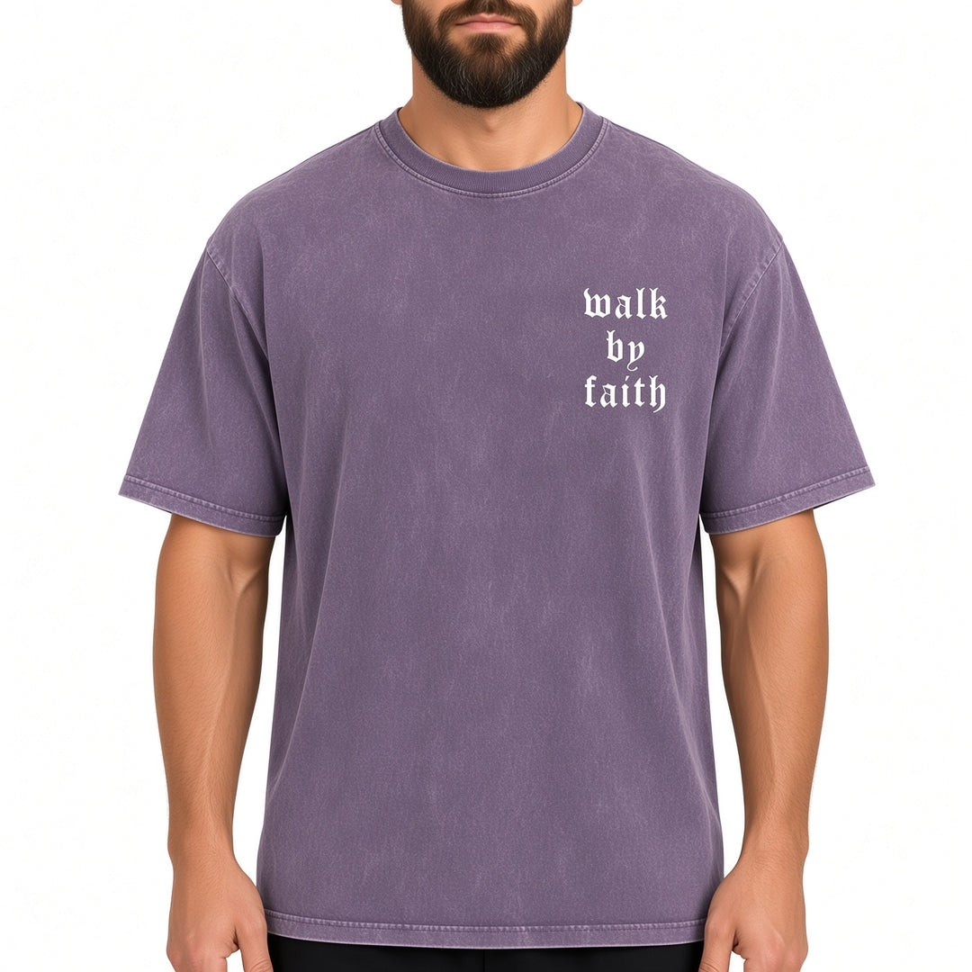 Walk By Faith Vintage Washed Graphic T‑Shirt