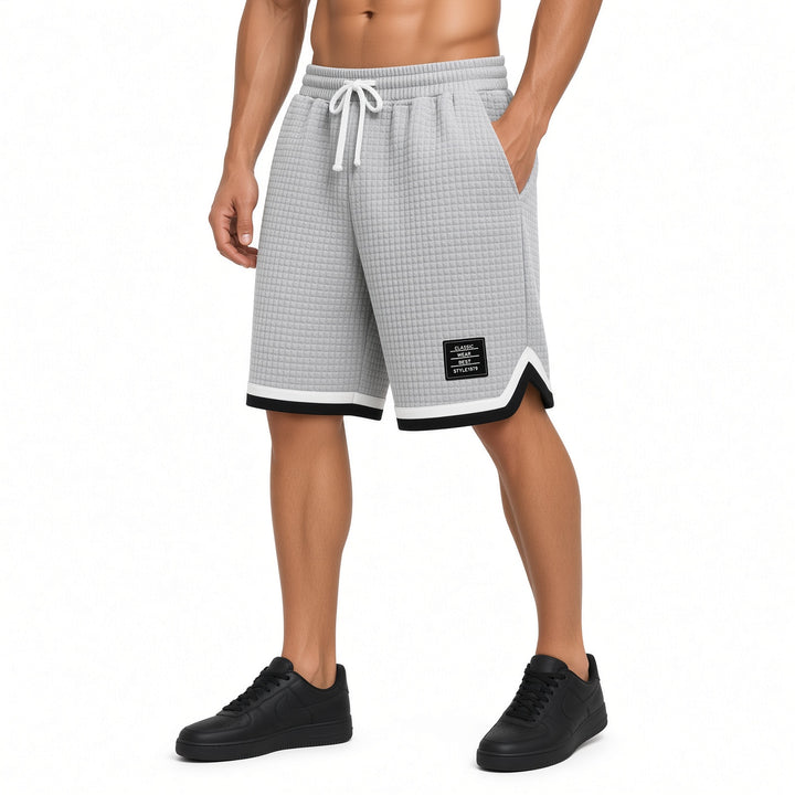 Men Waffle Texture Drawstring Casual Basketball Shorts