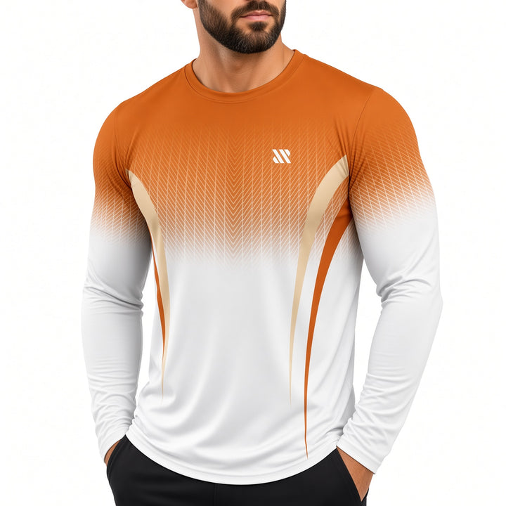 Men Gradient Long‑Sleeve Athletic Performance T‑Shirt