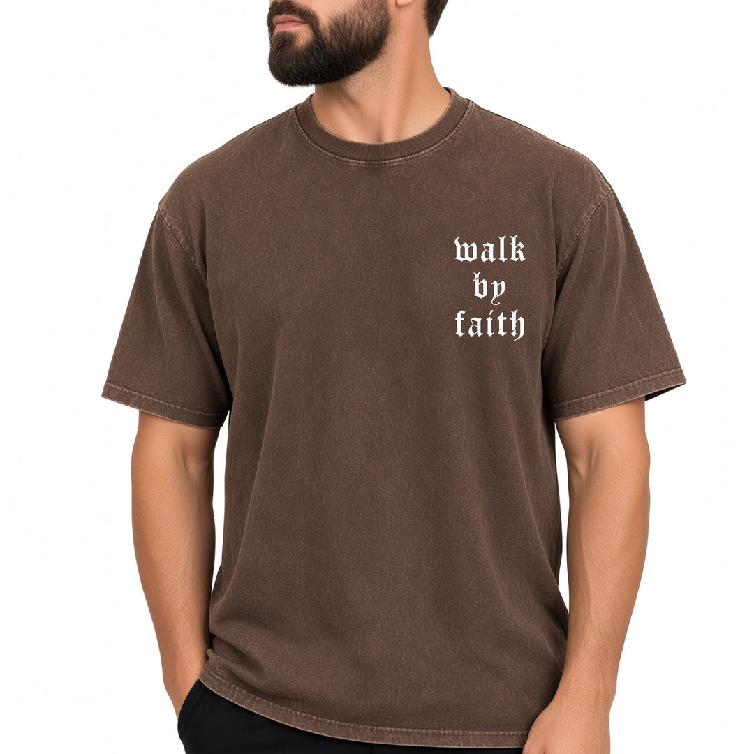 Walk By Faith Vintage Washed Graphic T‑Shirt