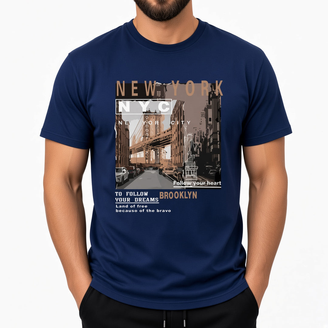 Men NYC Brooklyn Graphic Short Sleeve T‑Shirt