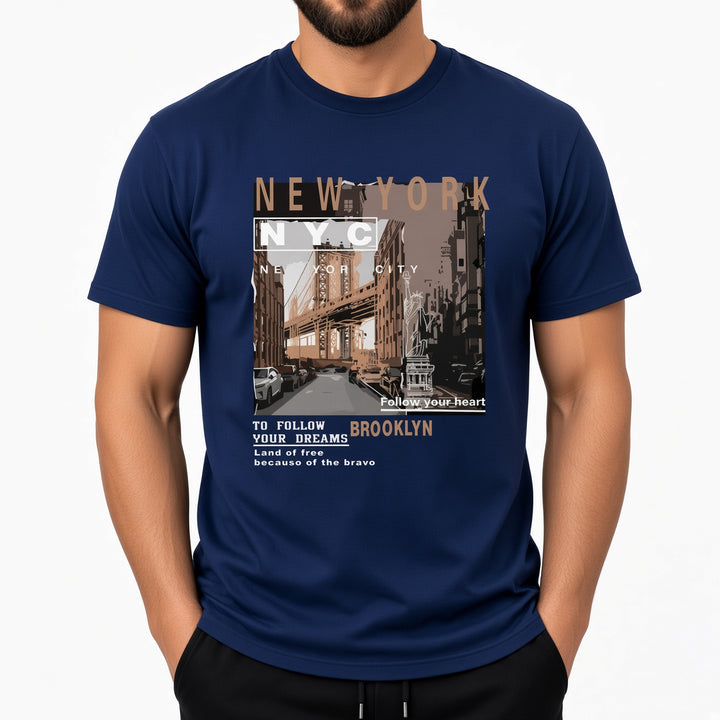 Men NYC Brooklyn Graphic Short Sleeve T‑Shirt