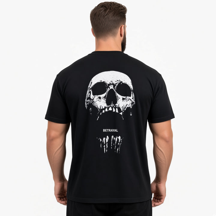 Men Back Skull Betrayal Graphic Short Sleeve T‑Shirt